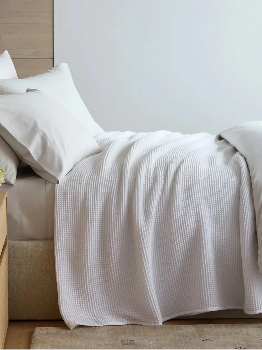 NWOT Organic King Waffle Knit Blanket in White - $110